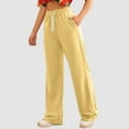 thumbnail image 6 of Black Dress Women Women’ s Solid Slant Pocket Wide Leg Sweatpants Wide Straight Leg Pants Bottom Sweatpants Joggers Pants Workout High Waisted Yoga With Pockets Casual Suit Casual Tops And fo Yellow L, 6 of 9