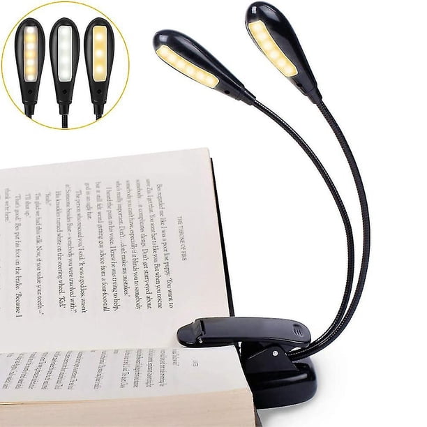 Luz de libro recargable de 14 LED, luz de lectura con clip para cama, lámpara de pie