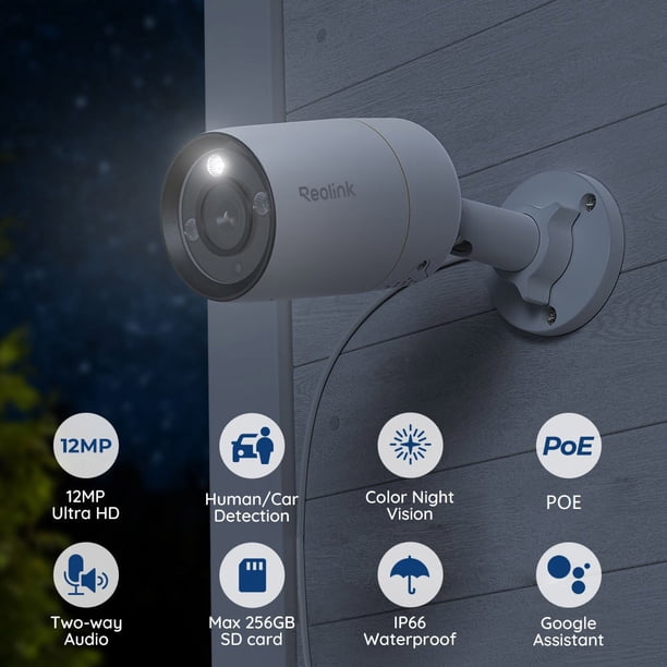 Reolink 12MP PoE Security Camera, Color Night Vision, Person/Car