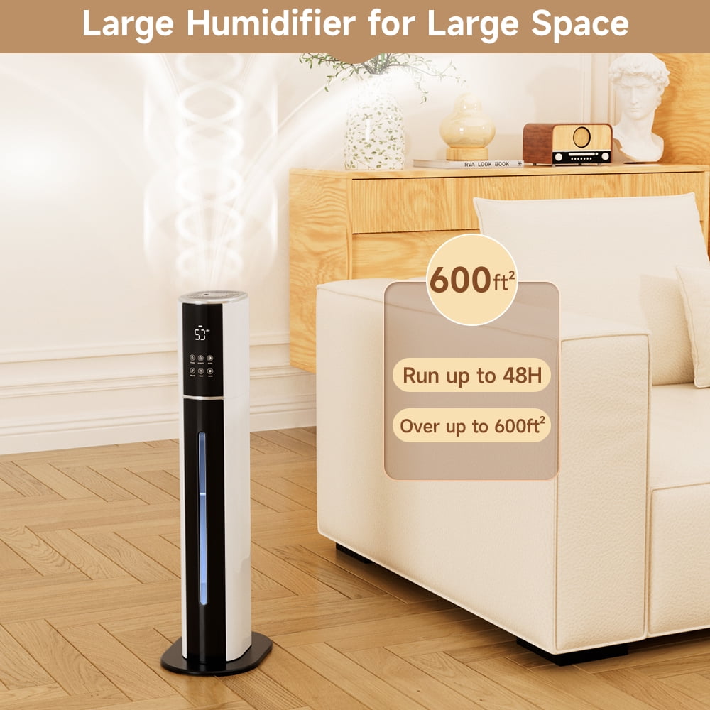 2.4Gal Quiet Ultrasonic Humidifier with Purification & UV Light for Large Rooms, Pets and Babies