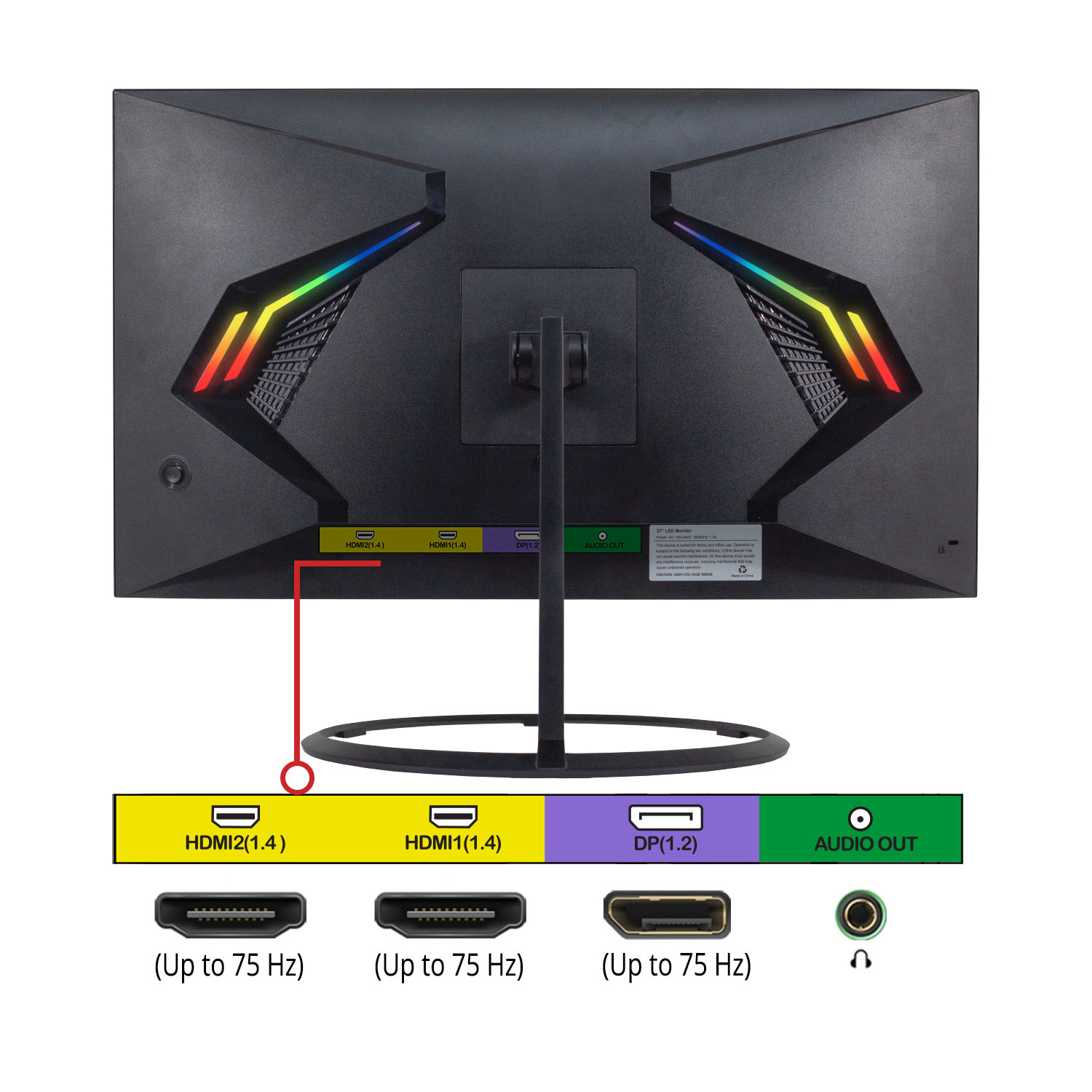 Sceptre 32-inch IPS QHD Monitor 2560 x 1440 119% sRGB Edge-Less up to 75Hz DisplayPort HDMI x2, Build-in Speakers Machine Black 2023 (E325W-QPS)