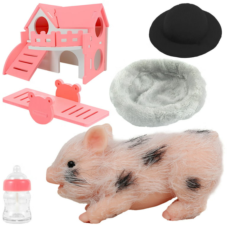 Silicone Animals Pig Doll High Simulation Mini Silicone Piglet BPA-free  Silicone Realistic Toy Pig for Photography Props Lifelike Piglet for Kids