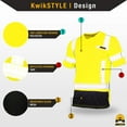 thumbnail image 2 of KwikSafety (Charlotte, NC) MECHANIC Short Sleeve Safety Shirt (w/POCKET & Black Trim) Class 2 ANSI OSHA Custom High Visibility Reflective Tape Construction Security Hi Viz Clothing Men | Yellow XL, 2 of 7