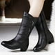 thumbnail image 5 of Botines de mujer Tacón alto Casual Moda femenina Plataforma Tacón de cuña Cremallera lateral Media pantorrilla Zapatos negros Wmkox8yii sa3219, 5 of 7