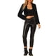 thumbnail image 2 of Chaqueta Cortada de Piel Sintética Abierta sin Cuello de Manga Larga INSPIRE CHIC para Mujeres 2XL Negra, 2 of 7