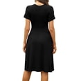 thumbnail image 5 of SOMER Summer Dress for Women Short Sleeve Casual Mini Sundress V Neck with Pocket High Waist A-Line Flowy Dress Beach Vacation Black S, 5 of 9