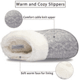 thumbnail image 2 of Womens House Slippers Knit Memory Foam Slipper Faux Fur Slip on Bedroom Slipper Indoor Outdoor Grey, Size 5-5.5, 2 of 6