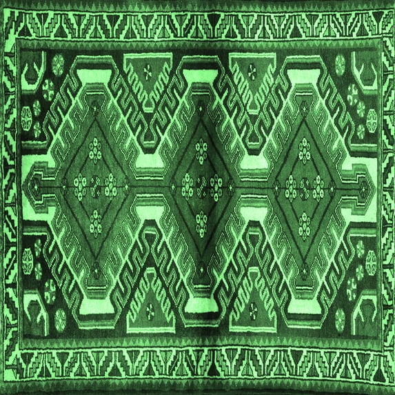 Ahgly Company Indoor Square Persian Emerald Green Traditional Area Rugs, 6' Square