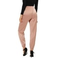 thumbnail image 3 of INSPIRE CHIC Women's Satin Cargo Joggers High Waisted Elastic Waist Casual Pants XS Gray-Pink, 3 of 7