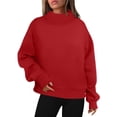 thumbnail image 3 of Jsaierl Mock Neck Sweatshirts for Women Casual Drop Shoulder Solid Color Round Neck Sweatshirt Athletic Sweater Workout Long Sleeve Tops Fall Fashion S-2XL, 3 of 10