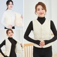 thumbnail image 2 of Winter Women Layering Vest Coat Thin Padded Button Closure V Neck Sleeveless Solid Color Windproof Heat Retention Outdoor Down Coat, 2 of 8