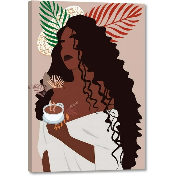 Aaheei Black Woman Art, Boho Black Art, Woman And Flower Canvas Print Wall Art, Flower Art, Afro Girl Wall Decor, Afro Art, Fashion Posters, Decorations, Ready to Hang
