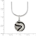 thumbnail image 2 of White Sterling Silver necklace Snake with pendant Cubic Zirconia CZ Clear Black 18 in 1 mm, 2 of 2