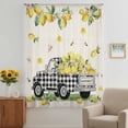 thumbnail image 3 of Summer Lemons Sheer Curtains 54 Inches Long, Rustic Black Plaid Truck Fruits Burlap Light Filering Curtains, Breathable Simi Curtain Privacy Drapes for Kitchen Bathroom Small Window Treatment, 3 of 9