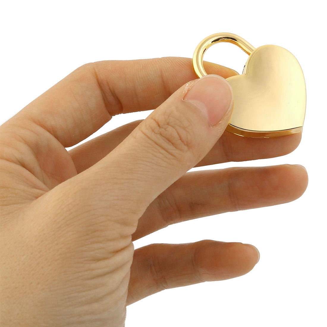 Unique Bargains Metal Heart Shaped Luggage Bag Security Lock Padlock Gold Tone