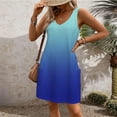 thumbnail image 2 of Difdany Women's Casual Sundress With Pockets Summer Boho Beach Dress Gradient Blouses For Women T-Shirts Dress V Neck Loose Tank Dresses Sky Blue 2XL, 2 of 6