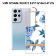 thumbnail image 5 of Allytech Galaxy S21 Ultra Case, Flower Series Clear Crystal Rubber TPU Back Cover Anti-yellow Shockproof Heavy Duty Protection Antis-scratch Case Cover for Samsung Galaxy S21 Ultra, Blue Flower, 5 of 5