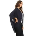 thumbnail image 2 of Women's Solid Casual Chiffon loose Kimono Sleeve Open Front Cardigan Capes, 2 of 4