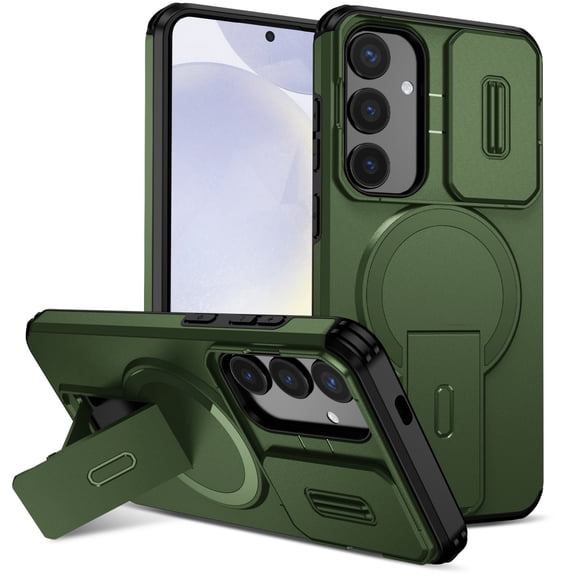 SELOZKE Compatible with Samsung Galaxy S25 Plus 2025 Green Phone Holder, Magnetic Protective Phone Case