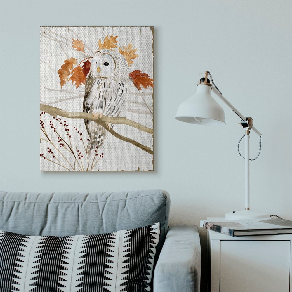 Stupell Industries Owl In Fall Forest Animal Watercolor Painting Canvas Wall Art, 30 x 40, byVictoria Borges