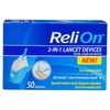 (2 pack) (2 Pack) ReliOn 25 Gauge Needle 2-In-1 Lancing Device For Normal Skin, 50 Ct
