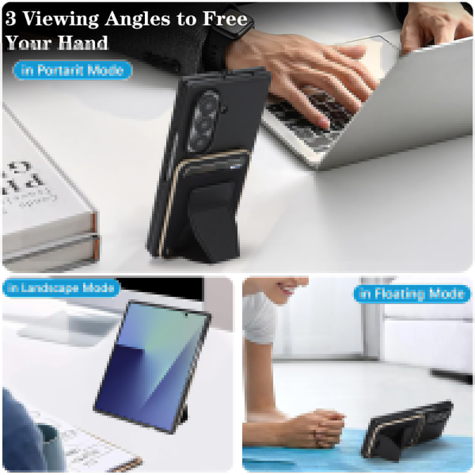 thumbnail image 6 of Case for Samsung Galaxy Z Fold 7, Premium PU Leather 3 In 1 Detachable Magnetic Card Slots Business Shockproof Wallet Kickstand Grip Durable Skin Friendly Microfiber Lining Phone Cover, Black, 6 of 11