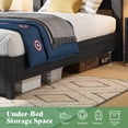 thumbnail image 5 of Papajet Farmhouse Twin Bed Frame with 49" Fluted Headboard, Platform Bed with Natural Wood Grain Finish, Noise Free, No Box Spring Needed, Black, 5 of 9