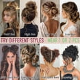 thumbnail image 4 of 2 PCS Messy Bun Hair Piece Wavy Curly Hair Bun Scrunchies Extensions Synthetic Chignon Thick Updo Hairpieces for Women Girls, 4 of 6