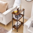 thumbnail image 3 of HOOBRO Narrow Side Table, 3-Tier Slim End Table No Tools Needed, Twist-On Assembly, Skinny Nightstand Sofa Storage Shelf for Living Room, Bedroom, Study, Rustic Brown and Black BF246BZ01N1, 3 of 9