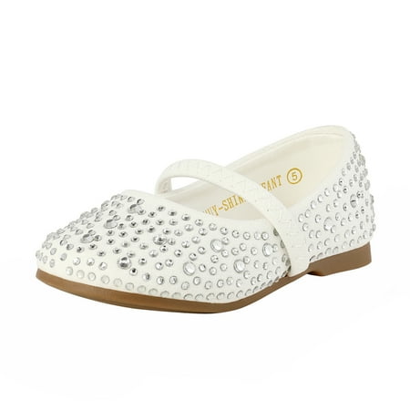 

Dream Pairs Kids Girls Rhinestones Ballet Flat Shoes Toddler Fashion Dress Shoes MUY-SHINE-INFANT WHITE/SUEDE Size 5 Toddler
