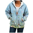 thumbnail image 4 of idosla Womens Zip Up Hoodies Oversized Sweatshirts Drawstring School Butterfly Printed Outfits Casual Jackets 2025 Clothes (Light Blue, L), 4 of 7