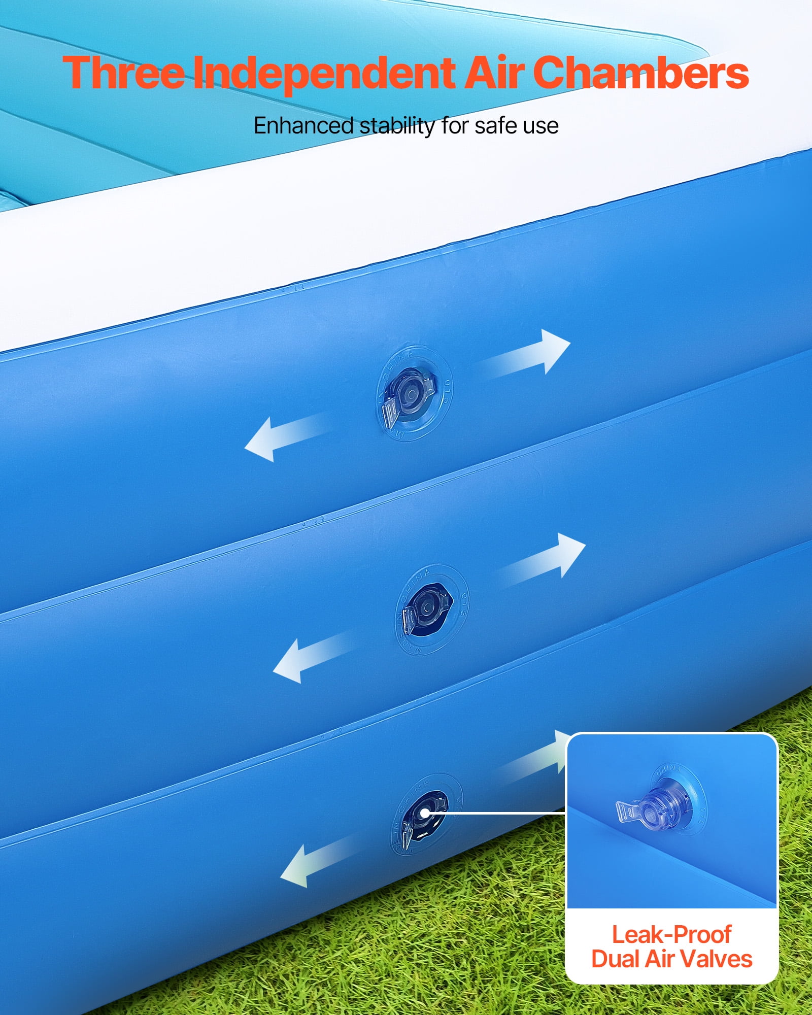 VEVOR Inflatable Pool, 118 x 67 x 20 inch Large Inflatable Swimming Pool, Family Large Swimming Pools with Repair Patches, Blow Up Pools for Kids, Adults, Family, Indoor Outdoor, Summer Water Party