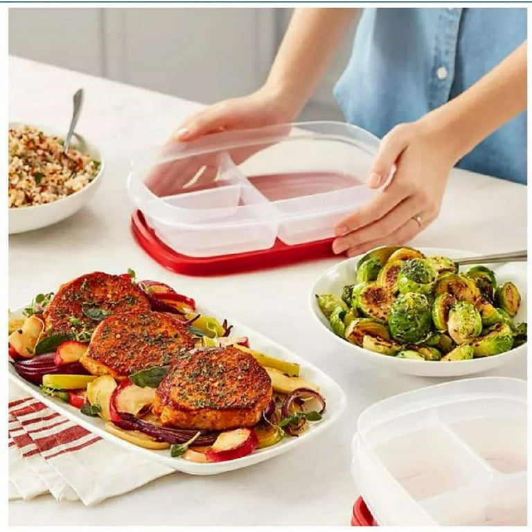 Rubbermaid glass easy find lids 14セット Rubbermaid Divided Meal Prep Containers, Microwave Safe