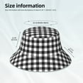 thumbnail image 4 of Daiia Black White Plaid Pattern Bucket Hat - Trendy Cotton Sun Hat for Beach, Golf, Fishing - Fun Outdoor Vacation Boonie for Men and Women, 4 of 9