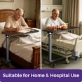 thumbnail image 5 of KEKOY Overbed Table with Wheels, Easy Height Adjustable Bedside Table for Bed for Elderly, Rolling Bed Tray Table for Eating & Reading, Stable Support for Medical Home Care and Hospital Use, 5 of 9