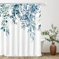 thumbnail image 2 of Green Eucalyptus Shower Curtain, Watercolor Leaves on The Top Plant with Floral Bathroom Decoration Shower Curtain Sets 72x72 Inch with Hooks, 2 of 6