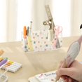 thumbnail image 7 of Pen Holder 4 Compartments Acrylic Pencil Cup Desktop Makeup Organizer Office Supplies Hand-drawn Cute Square, 7 of 7