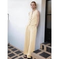 thumbnail image 4 of Firvespy Women's 2 Piece Blazer Outfits Summer Sleeveless V Neck Vest and Wide Leg Pants Set High Waist Tailored Business Casual Suit, 4 of 5