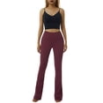 thumbnail image 3 of Txlixc Pantalones de yoga de color sólido para mujer, pantalones acampanados largos ajustados de cintura alta elástica para primavera otoño, ropa de mujer Txlixc  Estilo de ocio, 3 of 9