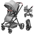 thumbnail image 1 of GAOMON 2 in1 Baby Stroller, High Landscape Infant Stroller, Reversible Bassinet Pram Stroller, Pushchair Adjustable Backrest, Foldable Aluminum Alloy Anti-Shock Stroller for Newborn (Light Gray), 1 of 5