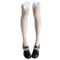 thumbnail image 1 of Dinheiro Medias altas de seda hasta el muslo para mujer Calcetines de silicona de encaje Medias superiores con lazo de saténEstilo 4, 1 of 5