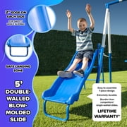 Sportspower Albany Metal Swing Set with 2 Person Glider Swing, 2 Adjustable Sling Swing Seats, 5 Double Wall Slide , Bonus Anchor Kit, Great for Kids 3-8