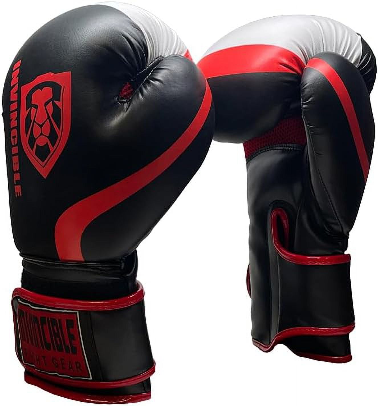 Invincible Fight Gear Standard Leather Hook and Loop Training Boxing Gloves in Ideal for Boxing, Kickboxing, Muay Thai, MMA for Men Women and Kids