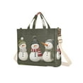 thumbnail image 7 of FORMRS Womens Corduroy Tote Bag Crossbody Shoulder Handbag with Pocket, Gray Cute Snowmen, 7 of 7