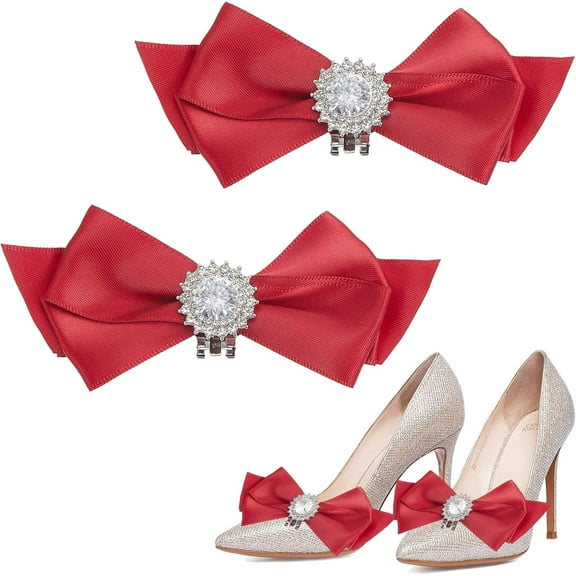 2Pcs Bow Shoe Clips Shoe Jewelry Clips Elegant Shoe Shoes Clip Classic Detachable Bow Heels Accessories Shoe Decoration Charms Shoe Buckle