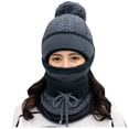 thumbnail image 2 of Women's Knit Hat Scarf and Mask Set, Detachable Neck Gaiter with Removable Face Cover, Winter Ski Set for Skiing, Snowboarding, Cycling and Outdoor Cold Weather-Blue, 2 of 4