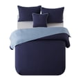 thumbnail image 5 of NSH by New Sega Home 4-Piece Navy Pinsonic Reversible Waffle Textured Quilt Set with Reversible Shams and Decorative Pillow, Full/Queen, 5 of 9