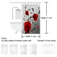 4PCS Red Rose Shower Curtain, Polyester Waterproof Fabric Shower
