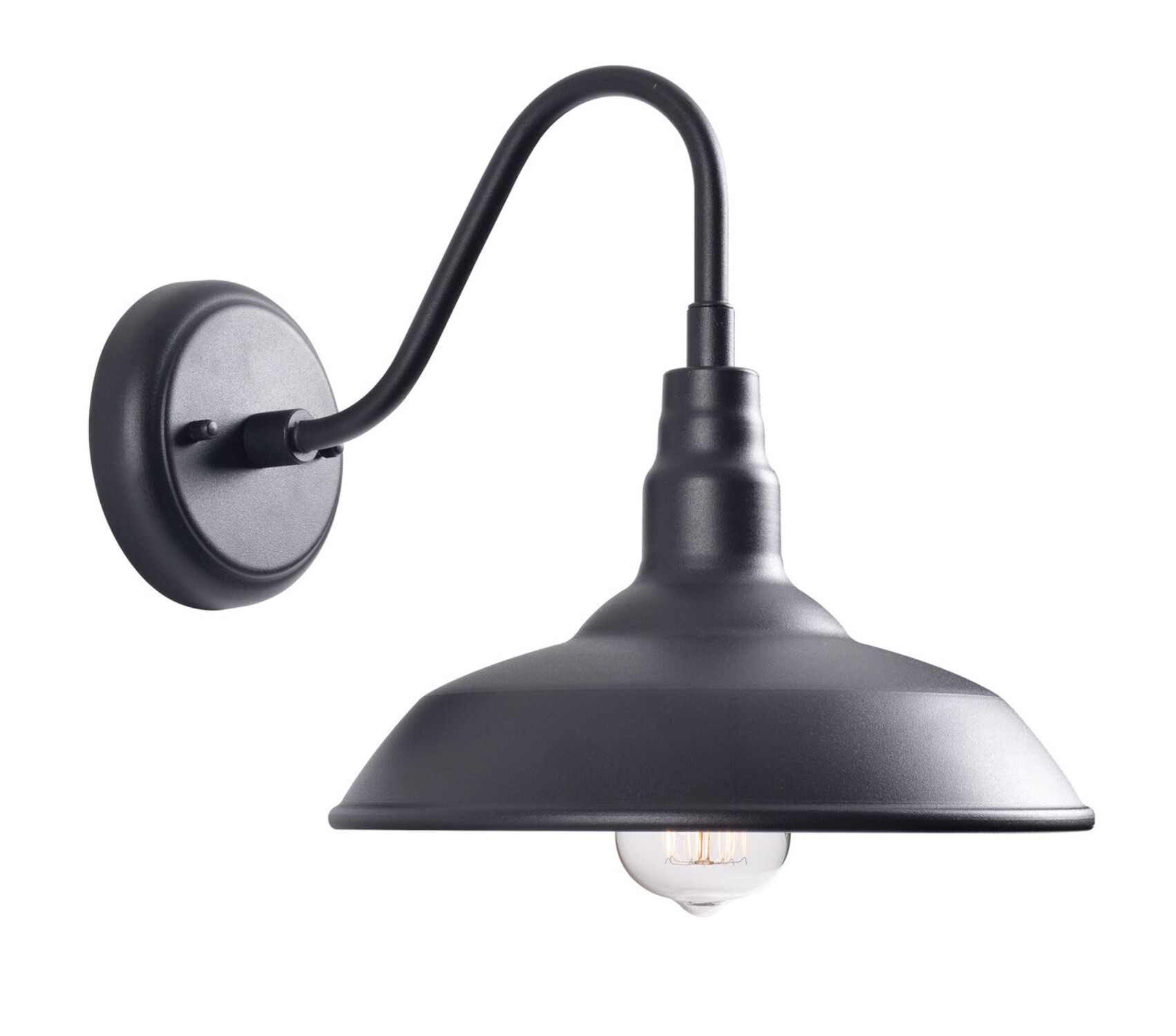 Kenroy Home Dale 10'' Outdoor 1-Light Wall Sconce Light Fixture with Black Metal Round Shade for Front Door, Patio, or Porch, Black