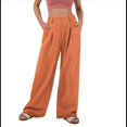 thumbnail image 1 of Pantalones de Traje Anchos para Mujer, Holgados, de Cintura Alta Elástica, Informales, Largos, Color Naranja y Rojo, Talla M, 1 of 7